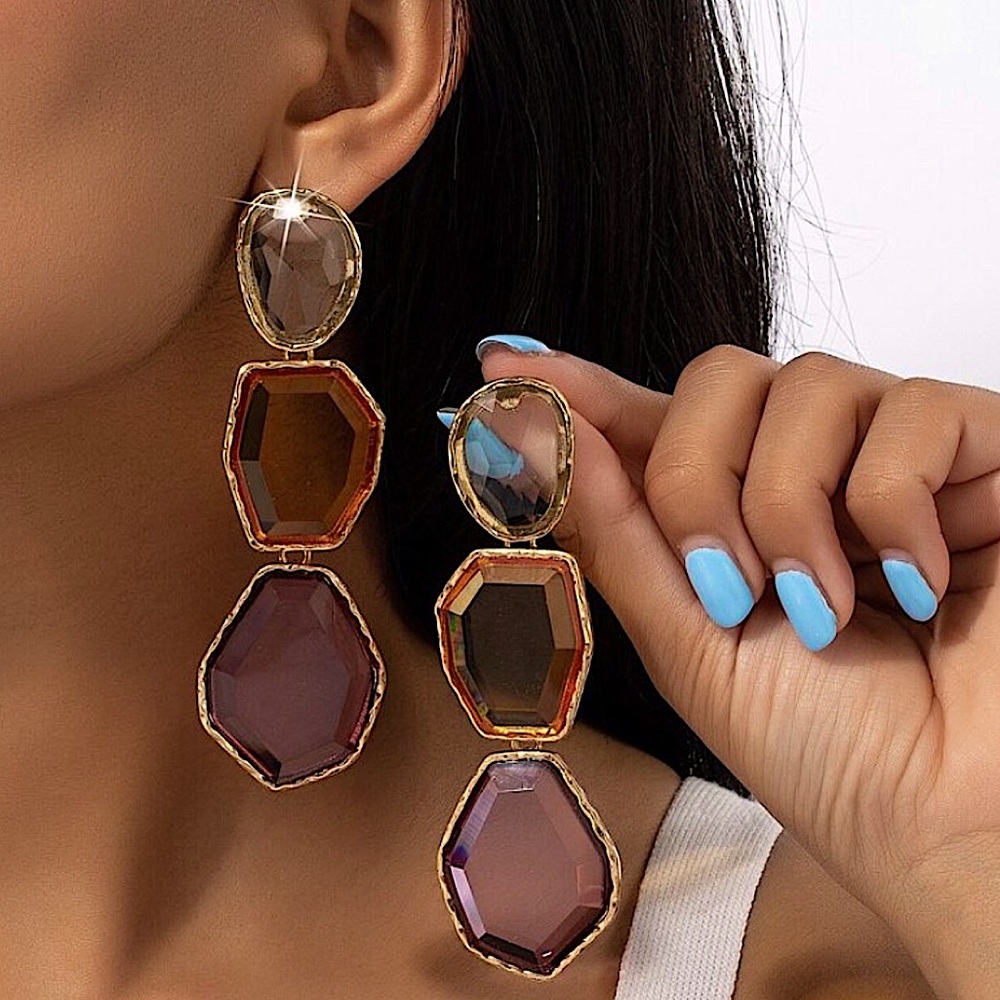 Boho Multicolor Handmade Dangle Earrings Stainless Steel Vibrant Gold Plated